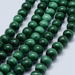Natural Malachite Beads Strands, Grade A, Round,  4mm, Hole: 0.6mm, about 95pcs/strand, 15.5 inch(39.5cm)(G-F571-27A1-4mm)