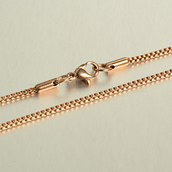 304 Stainless Steel Box Chain Necklaces Necklaces, with Lobster Claw Clasps, Rose Gold, 23.6 inch(60cm)(NJEW-L353-15)