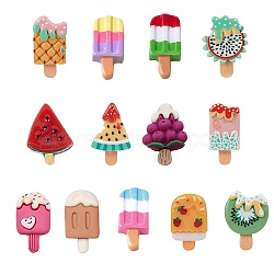 Resin Decoden Cabochons, Ice Lolly, Imitation Food, Mixed Shapes, Mixed Color, 23~29x12~20x4~7mm, 26pcs/box(CRES-SC0001-38)