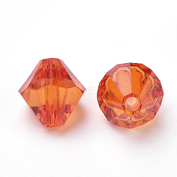 Transparent Acrylic Beads, Bicone, Orange Red, 6x5.5mm, Hole: 1.5mm, about 6120pcs/500g(TACR-S146-6mm-11)