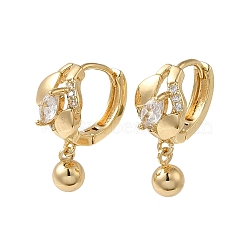 Brass Micro Pave Cubic Zirconia Dangle Earring, Hoop Earring for Women, Light Gold, 21x8mm(EJEW-L271-04KCG-04)