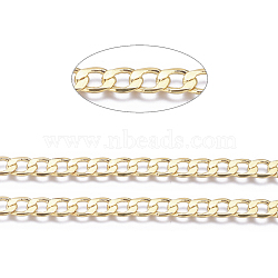 Brass Curb Chains, Cuban Link Chains, Diamond Cut Chains, Unwelded, with Spool, Lead Free & Cadmium Free, Golden, 6x4x1mm, about 150.91 Feet(46m)/roll(X-CHC-S101-G)