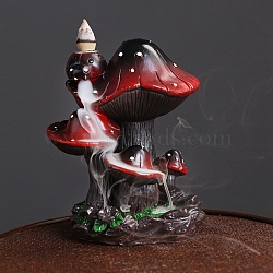 Resin Flow Bback Incense Burners,  Mushroom Incense Holders, Home Office Teahouse Zen Buddhist Supplies, Red, 95x88x135mm(PW-WG80944-01)