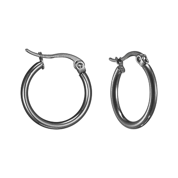 304 Stainless Steel Hoop Earrings, Hypoallergenic Earrings, Ring Shape, Gunmetal, 12 Gauge, 19~21x2mm, Pin: 0.7~1.3x0.68mm