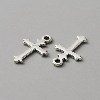 Tibetan Style Alloy Pendants. Cross, Antique Silver, 19x12x1mm, Hole: 1.5mm, about 10pcs/bag