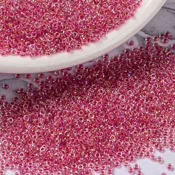 MIYUKI Round Rocailles Beads, Japanese Seed Beads, (RR276) Dark Coral Lined Crystal AB, 15/0, 1.5mm, Hole: 0.7mm, about 5555pcs/bottle, 10g/bottle