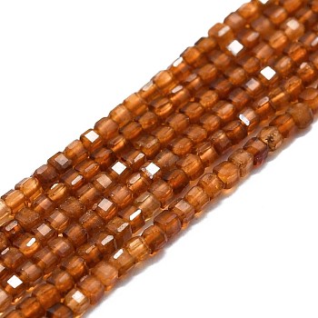 Natural Garnet Beads Strands, Faceted, Cube, 2x2x2mm, Hole: 0.6mm, about 182pcs/strand, 15.16''~15.55''(38.5~39.5cm)