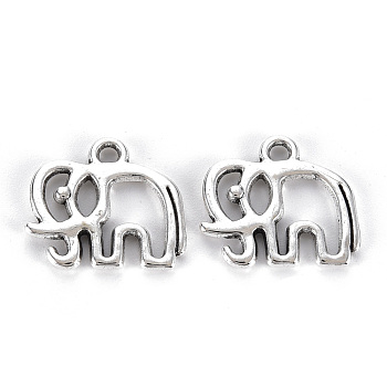 Tibetan Style Alloy Charms, Lead Free & Cadmium Free, Elephant, Antique Silver, 14.5x16x2mm, Hole: 1.6mm, about 560pcs/500g