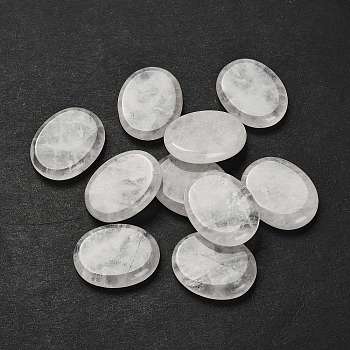 Natural Quartz Crystal Cabochons, Rock Crystal Flat Oval, 28x22~22.5x6mm