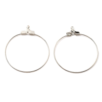 Iron Ring Hoop Earring Pendant, 2-Loop Link Pendants, Platinum, 34.5x31.5x0.7mm, Hole: 1mm