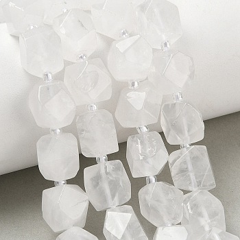 Natural Quartz Crystal Beads Strands, Rock Crystal, Nuggets, Faceted, with Seed Beads, 11.5~12.5x9~13x9~12mm, Hole: 1mm, about 28pcs/strand, 14.96''(38cm)