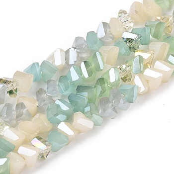 Electroplate Glass Beads Strands, Faceted, Heart, Pale Turquoise, 3x4.5x4.5mm, Hole: 0.9~1mm, about 144~148pcs/strand, 13.98~15.6''(35.5~39cm)