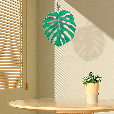 Monstera Leaf Acrylic Pendant Decorations(HJEW-WH0043-33B)-7