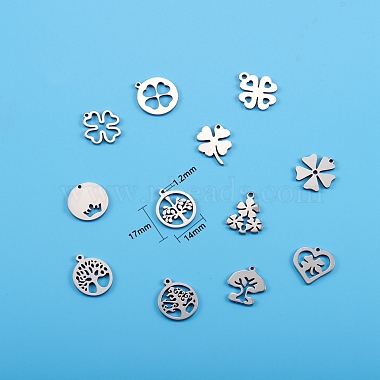 12Pcs 12 Style 304 Stainless Steel Charms(STAS-SZ0001-48)-2
