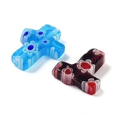 (Defective Closeout Sale: Some Broken) Cross Handmade Millefiori Glass Beads Strands(LK-XCP0001-03)-3