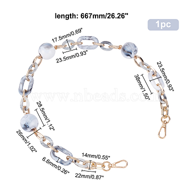 Marble Pattern Acrylic Curb Chain Bag Strap(FIND-WH0092-30)-3