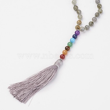 Perles labradorite et colliers de perles de pierres précieuses(NJEW-P148-02)-4