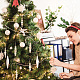 30Pcs 3 Style Christmas Round Wooden Beaded Pendant Decorations(HJEW-GA0001-47)-6