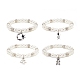 ABS Plastic Imitation Pearl  & Rhinestone Beaded Stretch Bracelet with Alloy Charm for Women(BJEW-JB08526)-1