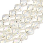 Electroplate Transparent Glass Beads Strands, Rhombus, AB Color Plated, Faceted, Light Yellow, 8x8x5mm, Hole: 1.3mm, about 72pcs/strand, 23.23''(59cm)(GL-CBA7A17-02A-05)