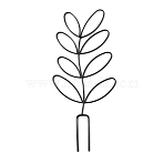 Leaf-Shaped Iron Plant Trellis, Decorative Plant Support for Potted Climbing Plants, Black, 314x141x3.5mm(AJEW-G074-03B)