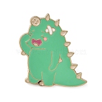 Crying Dinosaur with Woundplast Enamel Pins, Alloy Lapel Pin Backs for Backpack Clothes, Medium Aquamarine, 29.5x29mm(JEWB-D308-01B-G)