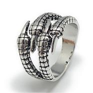 Alloy Finger Rings, Wide Band Rings, Chunky Rings, Claw, Size 8, Antique Silver, 18mm(RJEW-S038-138)