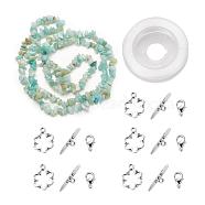 DIY Bracelets Necklaces Jewelry Sets, Natural Amazonite Chips Beads Strands, Toggle Clasps, Lobster Claw Clasps and Elastic Wire, 12.6x10.6x2.1cm(DIY-JP0004-44)