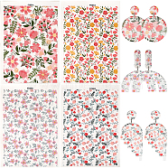 20 Sheets 4 Style Flower Pattern Ceramics Clay Water Transfer Paper, Underglaze Transfer Decals, for DIY Earrings Pendants Hair Clip, Mixed Color, 147x106x0.2mm, 5 sheets/style(DIY-CP0010-36B)