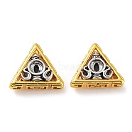 Tibetan Style Brass Beads, Triangle, Antique Silver & Golden, 13.5x10x4.5mm, Hole: 1.2mm(KK-Q800-39G)