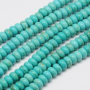 Synthetic Turquoise Beads Strands, Dyed, Rondelle, Turquoise, 6x2.5~3mm, Hole: 1mm, about 115~165pcs/strand, 15~15.5 inch(TURQ-G109-6x3mm-06)