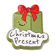 Christmas Series Printed Opaque Acrylic Pendants, Box, 40x34.5x2.5mm, Hole: 2mm(OACR-Q080-01C)