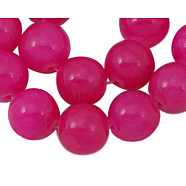 Natural Yellow Jade Beads Strands, Round, Dyed, Magenta, about 8mm in diameter, hole: 1mm, about 50 pcs/strand, 16 inch(JBR8mm-21)
