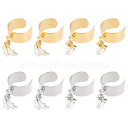 8Pcs 4 Style 304 Stainless Steel Open Cuff Rings Set, with Hollow Moon & Star Charms, Golden & Stainless Steel Color, Inner Diameter: 17~18mm, 2Pcs/style(RJEW-AB00011)
