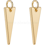 BENECREAT 20Pcs Brass Pendants, Long-Lasting Plated, Triangle, Real 18K Gold Plated, 17.5x6x1.5mm, Hole: 3mm(KK-BC0001-90)