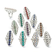 Adjustable Natural & Synthetic Gemstone Finger Rings, with Platinum Plated Brass Findings, Inner Diameter: 18mm(RJEW-E166-06P)