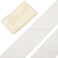 5 Yards Embroidery Flower Polyester Mesh Lace Ribbon, for Garment Accessories, Flat, Beige, 2-3/4 inch(71mm)(OCOR-GF0002-51)