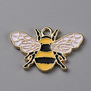 Alloy Enamel Pendants, Light Gold, Bees Charm, Colorful, 17x26x1.5mm, Hole: 1.6mm(FIND-WH0152-42)