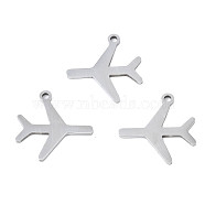 201 Stainless Steel Pendants, Laser Cut, Passenger Plane, Stainless Steel Color, 15.5x15.5x1mm, Hole: 1.4mm(STAS-T044-265P)