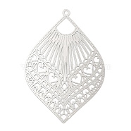 304 Stainless Steel Filigree Big Pendants, Etched Metal Embellishments, Teardrop Charm, Stainless Steel Color, 59.5x40x0.2mm, Hole: 1.8mm(STAS-K257-04P)