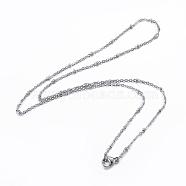 304 Stainless Steel Cable Chain Necklaces, with Lobster Claw Clasps, Stainless Steel Color, 17.91 inch(45.5cm), 1.5mm(NJEW-P147-06P)