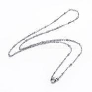 Tarnish Resistant 304 Stainless Steel Cable Chain Necklaces, with Lobster Claw Clasps, Stainless Steel Color, 17.91 inch(45.5cm), 1.5mm(NJEW-P147-06P)