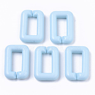 Opaque Acrylic Linking Rings, Quick Link Connectors, For Jewelry Cross Chains Making, Rectangle, Light Sky Blue, 30x20x6mm, Inner Diameter: 8x18mm, about 210pcs/500g(SACR-R248-03D)