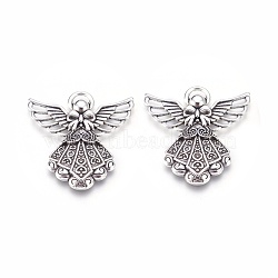 Alloy Pendants, Cadmium Free, Nickel Free and Lead Free, Angel, Antique Silver, 43x37x4mm, Hole: 5mm(X-PALLOY-21127-AS-NR)