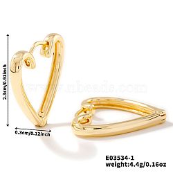 Elegant Brass Hoop Earrings for Girls, Daily Party Jewelry, Golden, Heart, 23x3mm(QF2917-3)