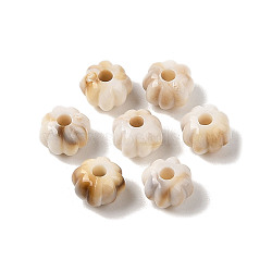 Two Tone Opaque Acrylic Beads, Imitation Gemstone, Pumpkin, WhiteSmoke, 7x7x5mm, Hole: 2mm, about 2500pcs/500g(MACR-M044-04A)