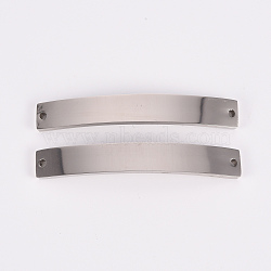 201 Stainless Steel Link Connectors, Laser Cut, Rectangle, Stainless Steel Color, 6x40.5x1.5mm, Hole: 1.2mm(STAS-Q242-033P)