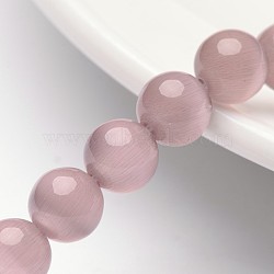 Cat Eye Beads, Round, Plum, 8mm, Hole: 1mm, 15.5 inch/strand, about 49pcs/strand(X-CER8mm21)