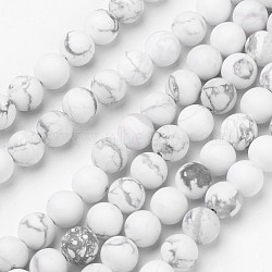 Natural Howlite Beads Strands, Frosted, Round, 8mm, Hole: 1mm, about 47pcs/strand, 15.3 inch(G-D809-16-8mm)