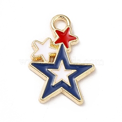 Alloy Enamel Pendants, Cadmium Free & Nickel Free & Lead Free, Golden, Star Charms, Colorful, 17x12x1.5mm, Hole: 1.8mm(ENAM-M046-03G)